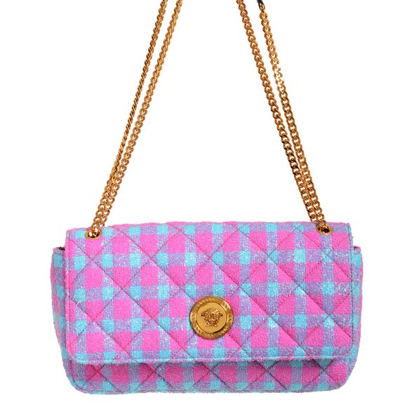 Versace Women's Wool Lurex Jacquard Gold Medusa Quilted Handbag Shoulder Bag - Picture 1 of 8